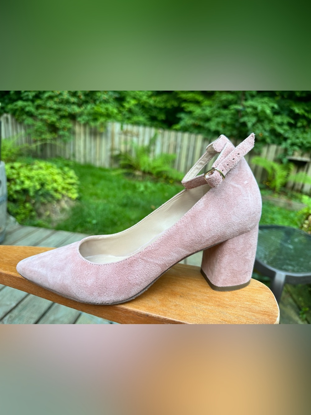 27 EDIT Pink Suede Block Heel Mary Jane Pump